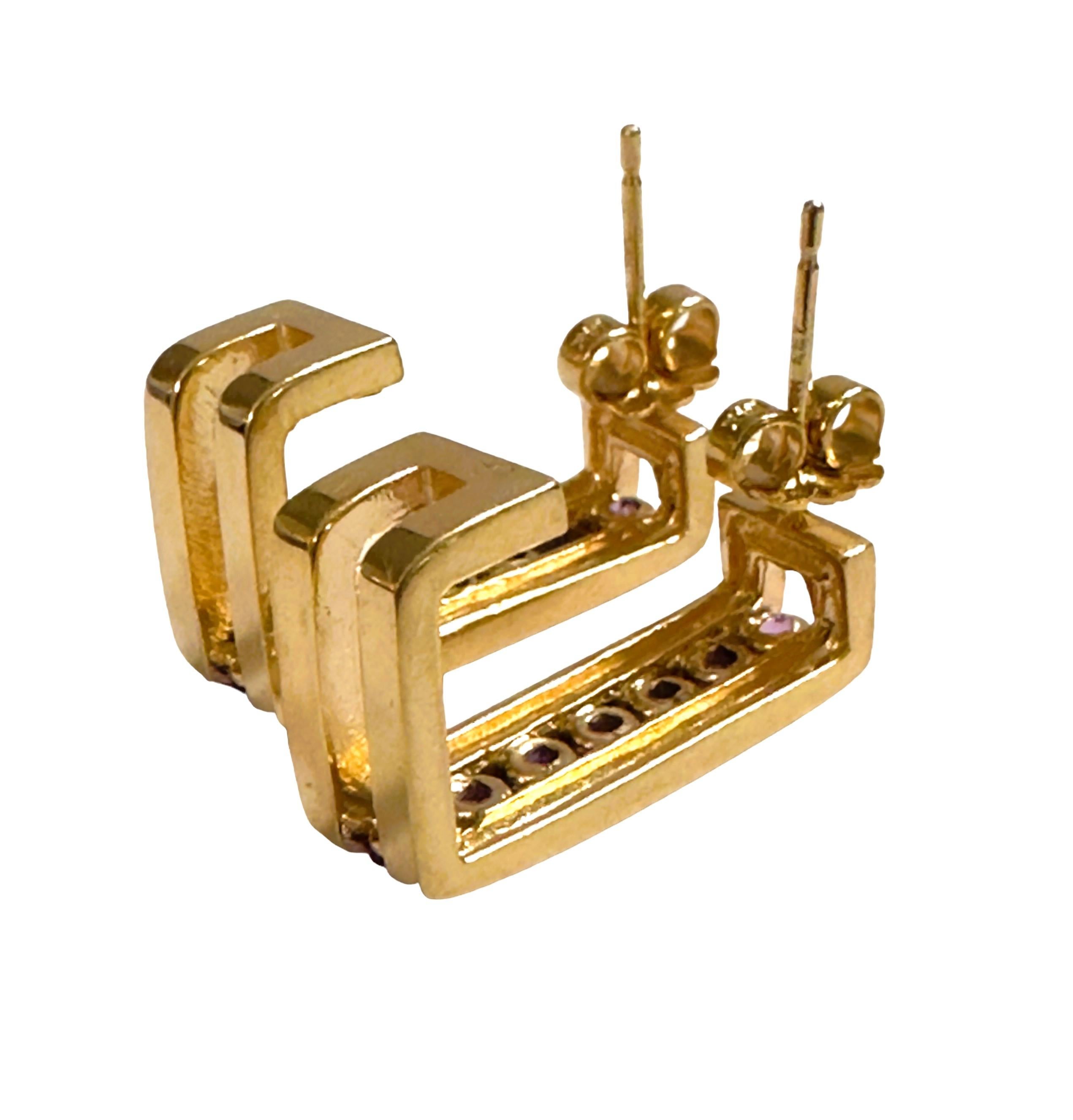 Brilliant Cut 14k Yellow Gold 1.5 Carat Channel Set Amethyst Earrings with Appraisal