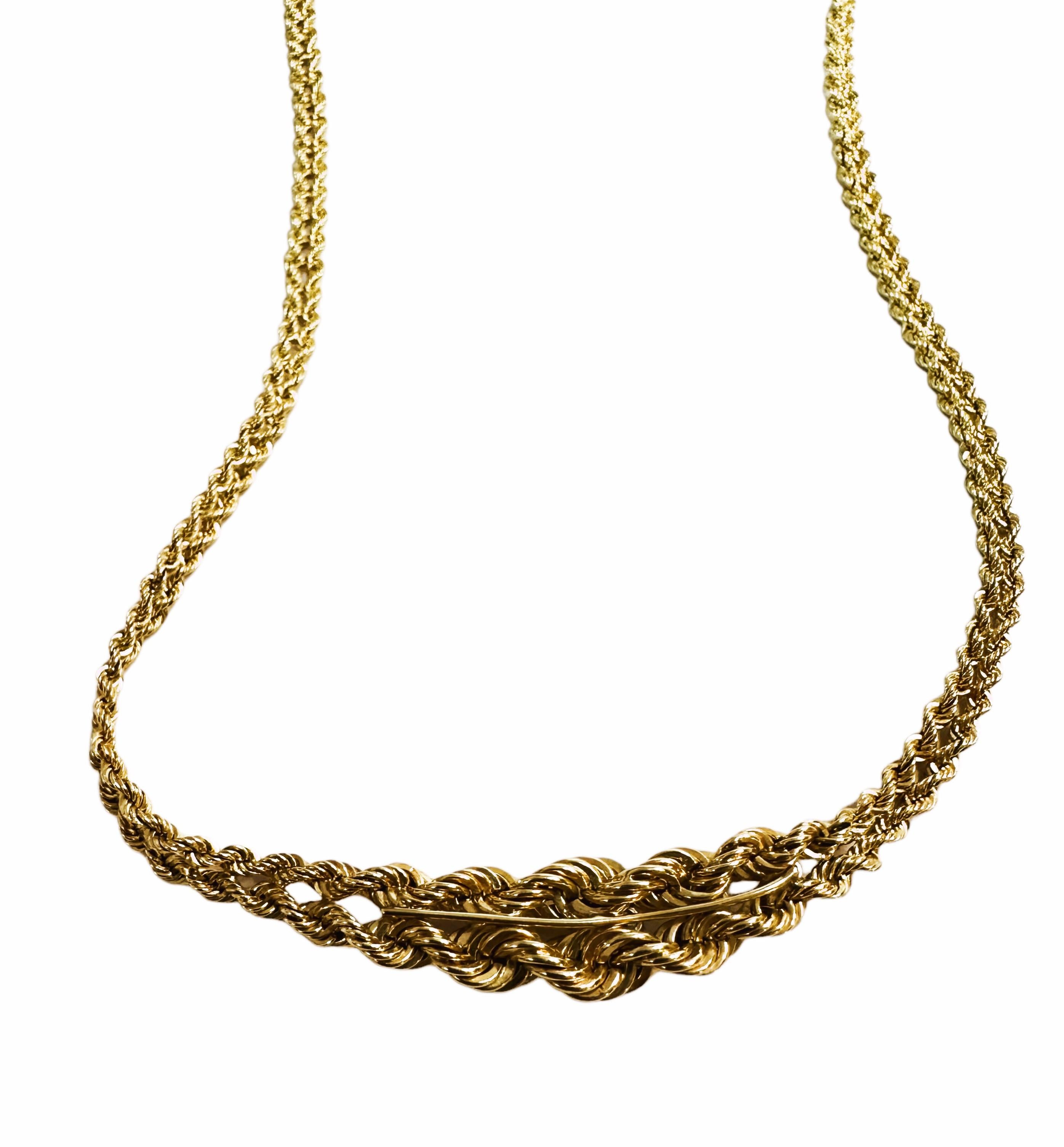 Art Deco 14k Yellow Gold .15 ct Diamond Graduated Rope Necklace