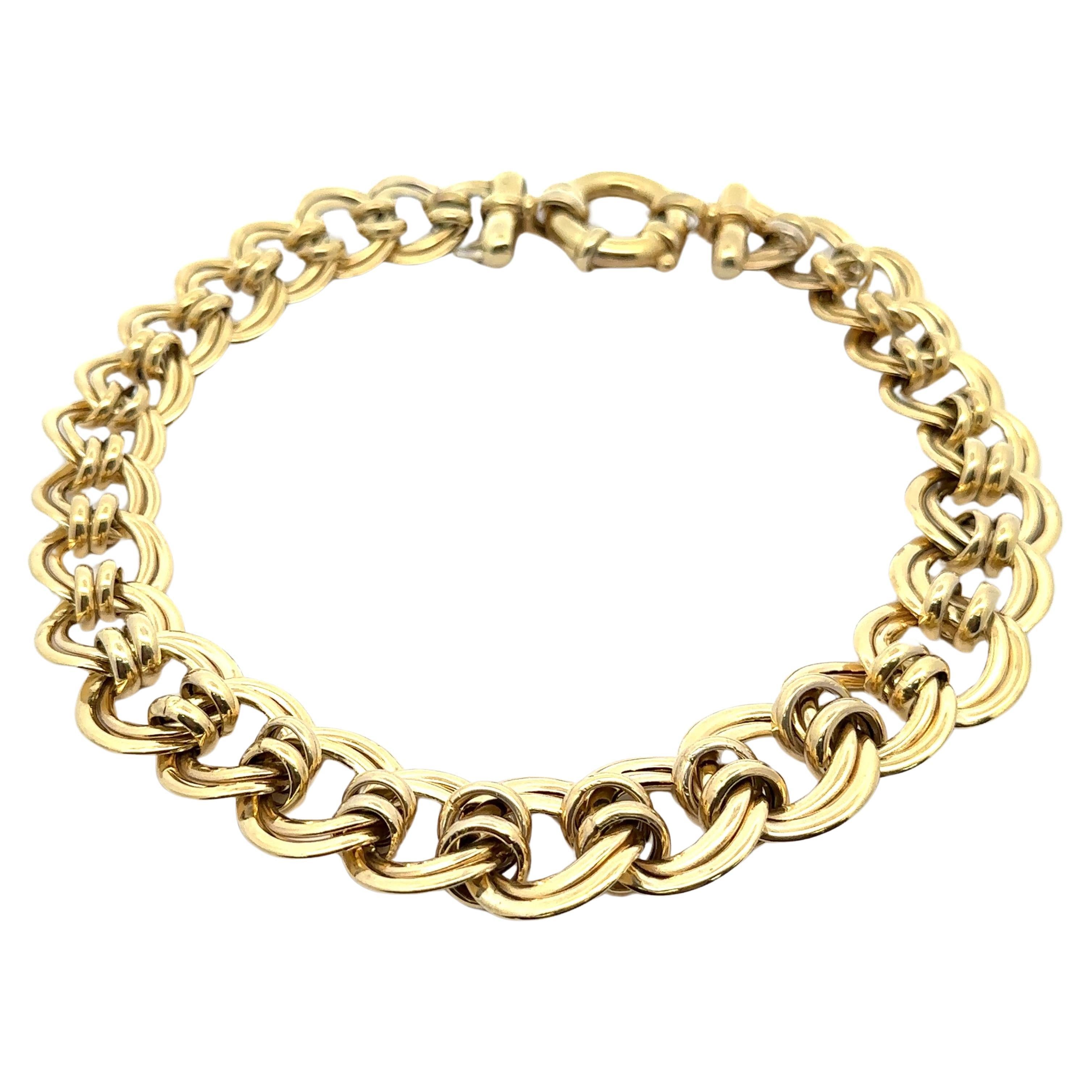 14k Yellow Gold 15" Graduated Wide Double Curb Link Hollow Design Necklace