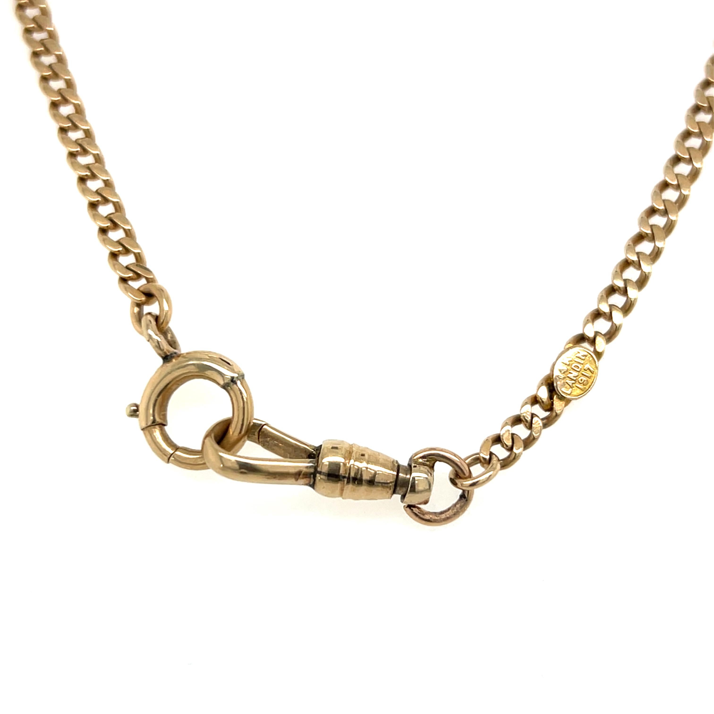 14k Yellow Gold 15 Inch Watch Chain 1917 7