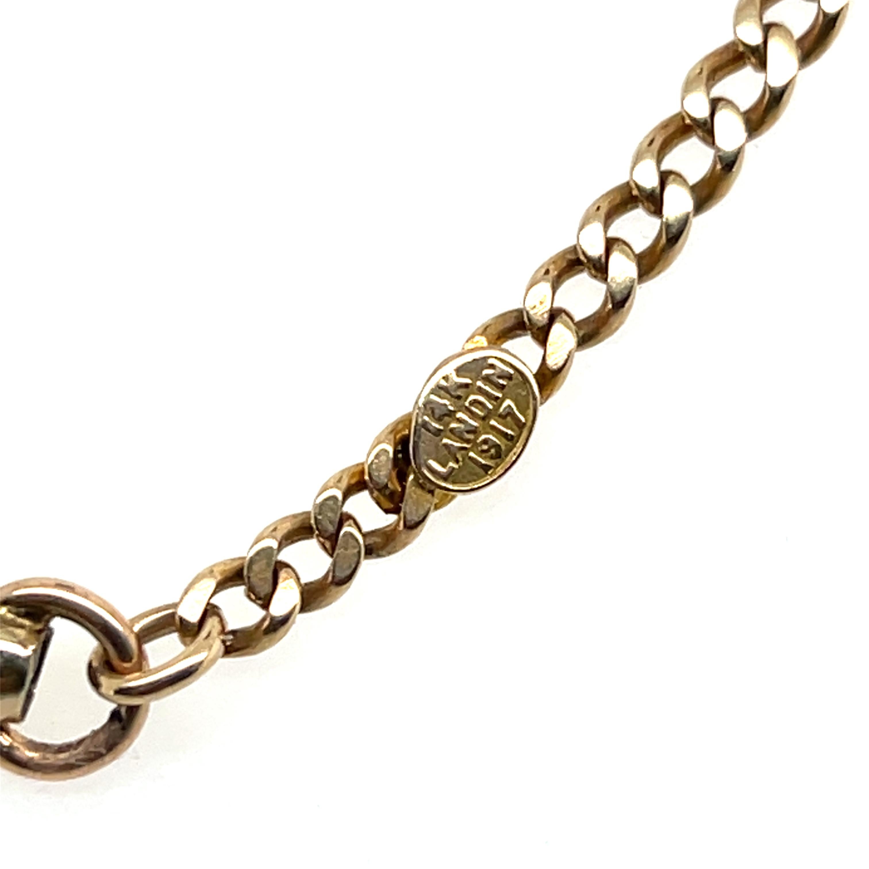 14k Yellow Gold 15 Inch Watch Chain 1917 8