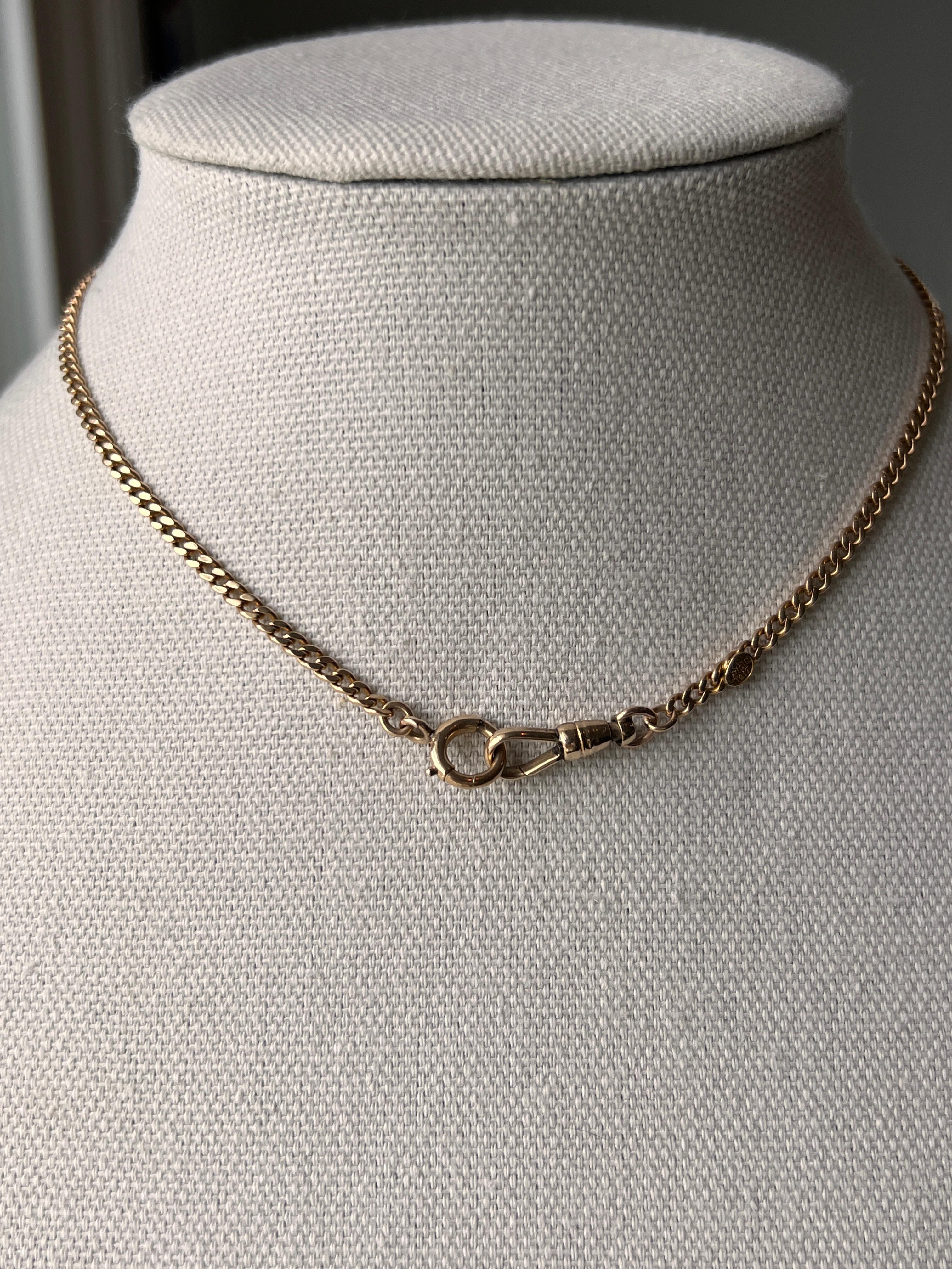 Art Deco 14k Yellow Gold 15 Inch Watch Chain 1917