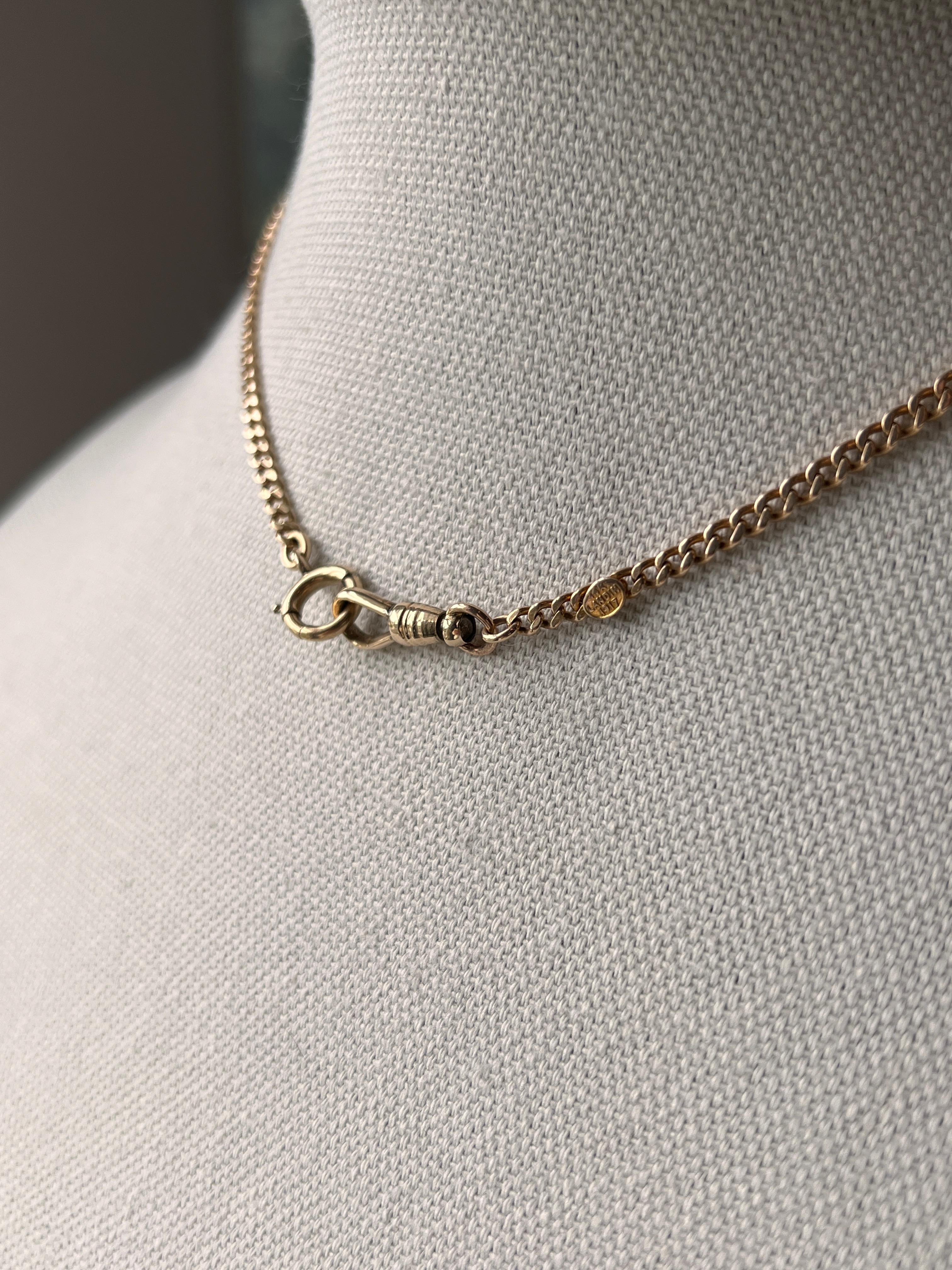 14k Yellow Gold 15 Inch Watch Chain 1917 In Good Condition In Towson, MD