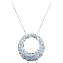 14k Yellow Gold 1.50 Carat Diamond Tapered Circle Pendant Necklace - Hallmarked