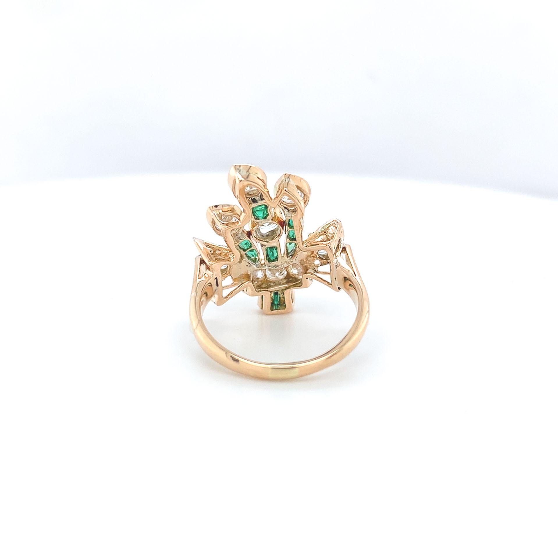 14K Yellow Gold 1.50 carat tw Diamond Ring Bouquet of Flowers In Good Condition For Sale In Big Bend, WI
