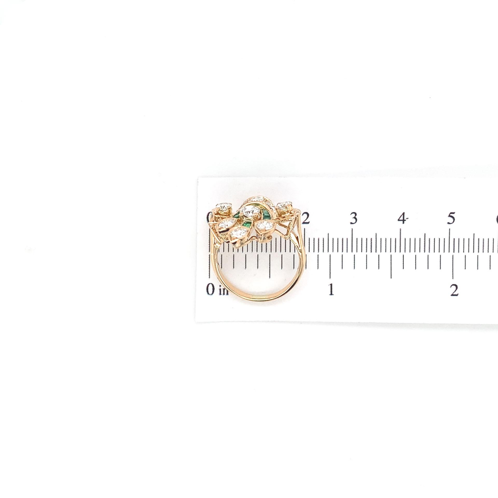 14K Yellow Gold 1.50 carat tw Diamond Ring Bouquet of Flowers For Sale 2