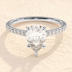 14k Yellow gold 1.50 CT Pear Engagement Ring Moissanite Half Eternity Ring.