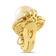 14K Yellow Gold 1.50ct Diamond and Golden Pearl Clip-On Earrings