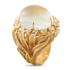 Bague en or jaune 14K avec 1,50ct de diamant et pierre de lune MF09-020226