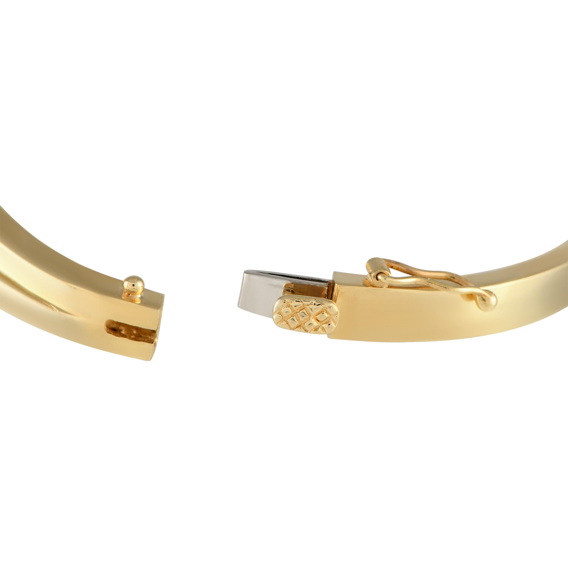 Round Cut 14K Yellow Gold 1.50ct Diamond Bangle Bracelet MF01-012423 For Sale