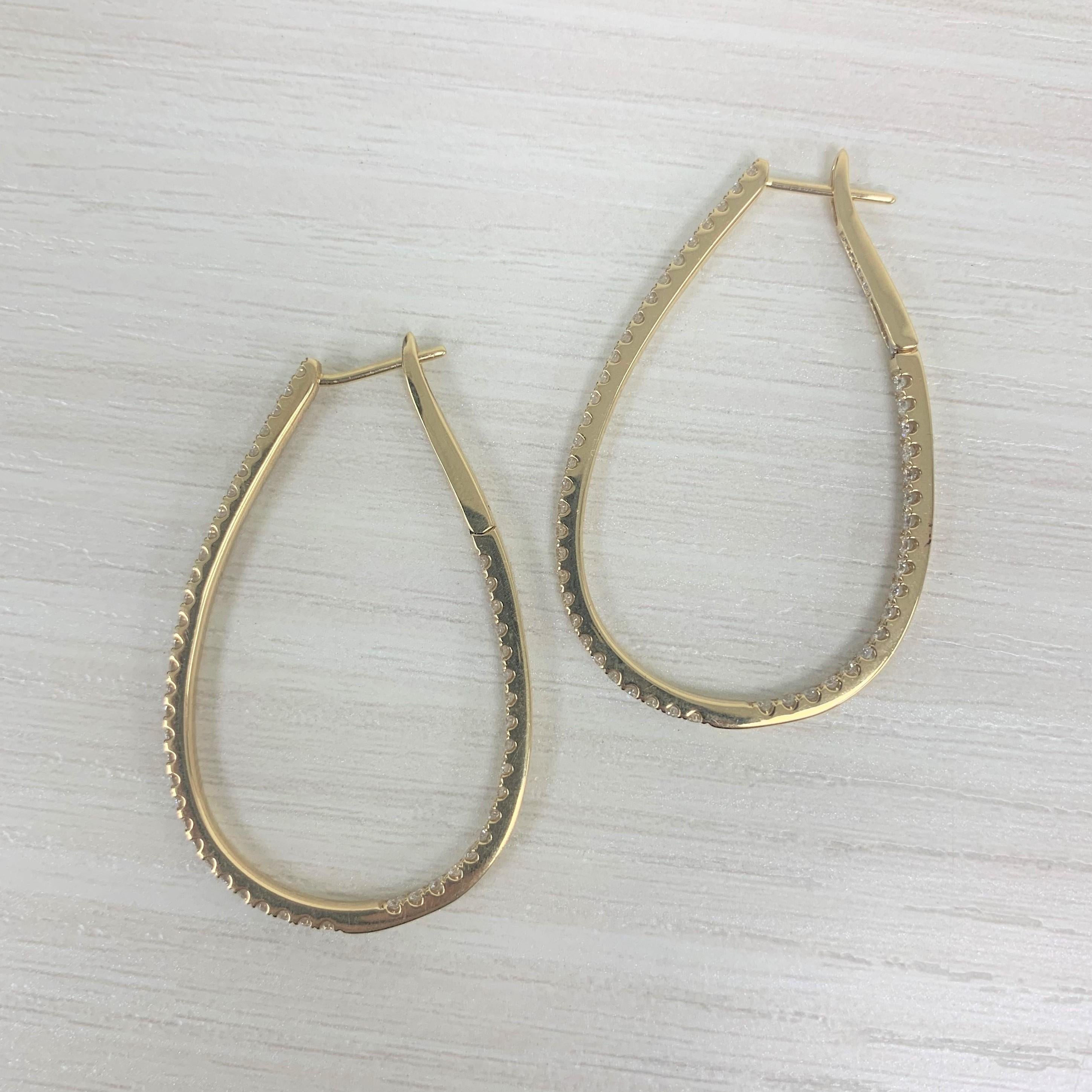 Contemporain Créole P/S en or jaune 14 carats avec diamants de 1,50 carat pour elle en vente