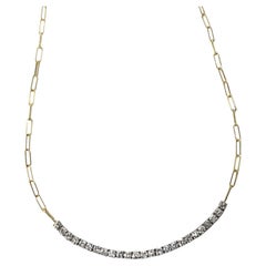 14K Yellow Gold 1.50CT Diamond Paper Clip Link Necklace