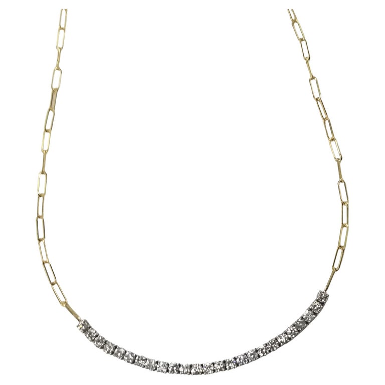 14K Yellow Gold 1.50CT Diamond Paper Clip Link Necklace For Sale at 1stDibs