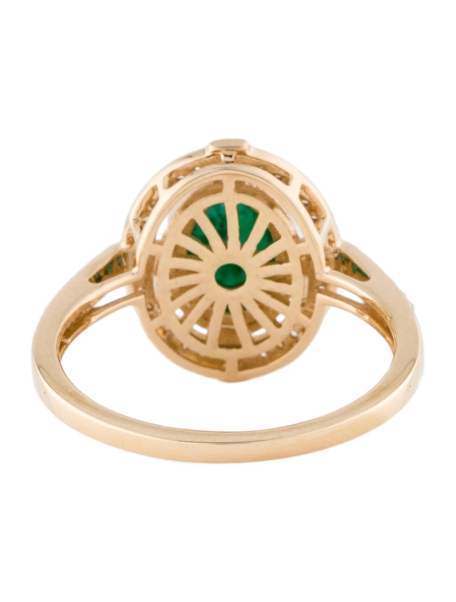 Taille émeraude Bague cocktail en or jaune 14 carats avec émeraude 1,50 carat et diamants taille 6,75 en vente