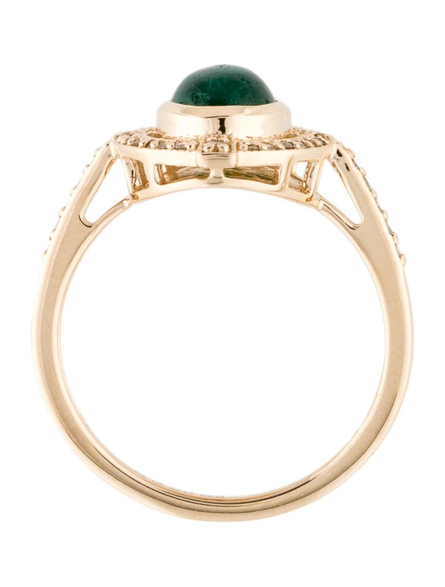 Bague cocktail en or jaune 14 carats avec émeraude 1,50 carat et diamants taille 6,75 Neuf - En vente à Holtsville, NY