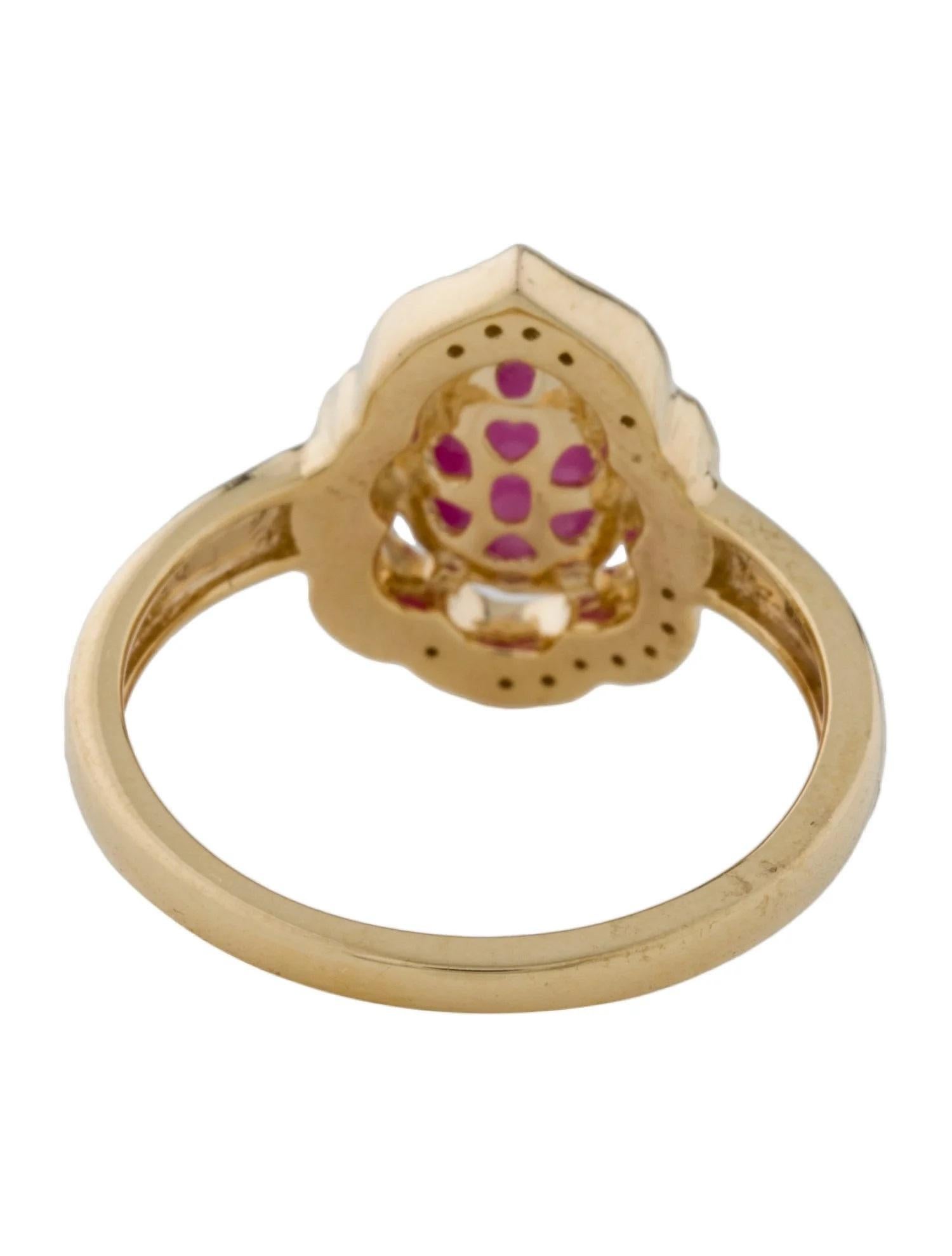 Pear Cut 14K Yellow Gold 1.50ct Pear-Shaped Ruby & Diamond Cocktail Ring, Size 7 For Sale
