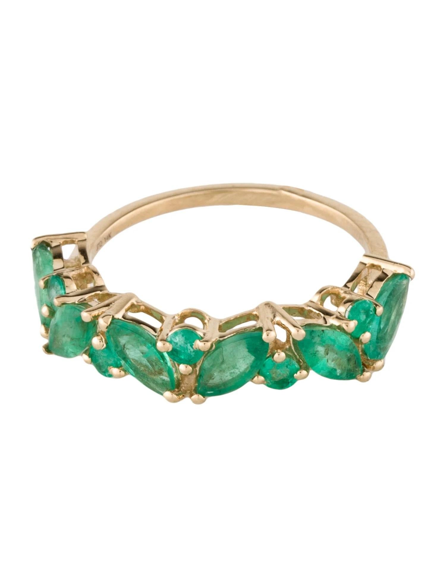 Artiste Bague à anneau en or jaune 14 carats avec émeraude 1,52 ctw, taille 6,75  Émeraude ronde en vente
