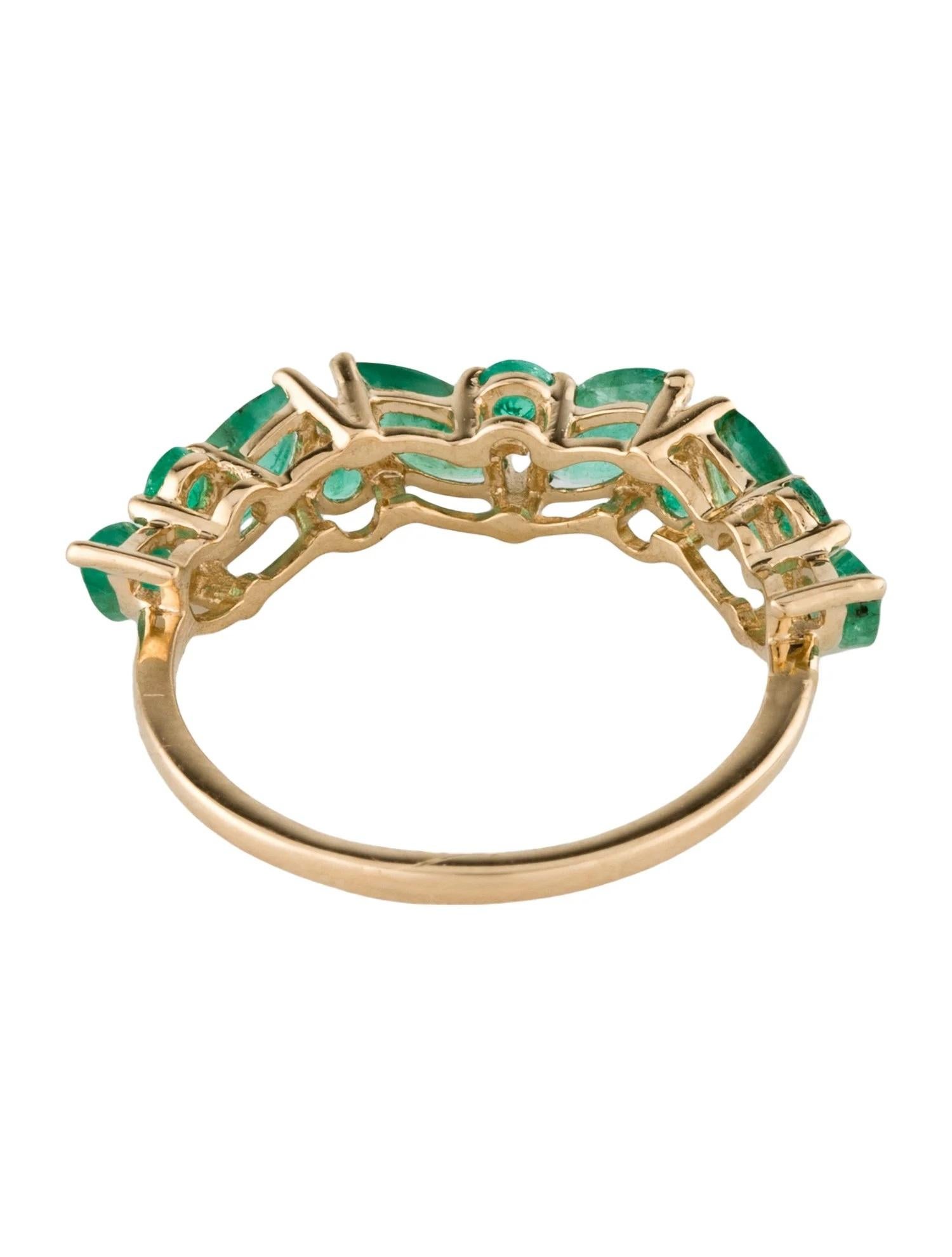 Taille ronde Bague à anneau en or jaune 14 carats avec émeraude 1,52 ctw, taille 6,75  Émeraude ronde en vente
