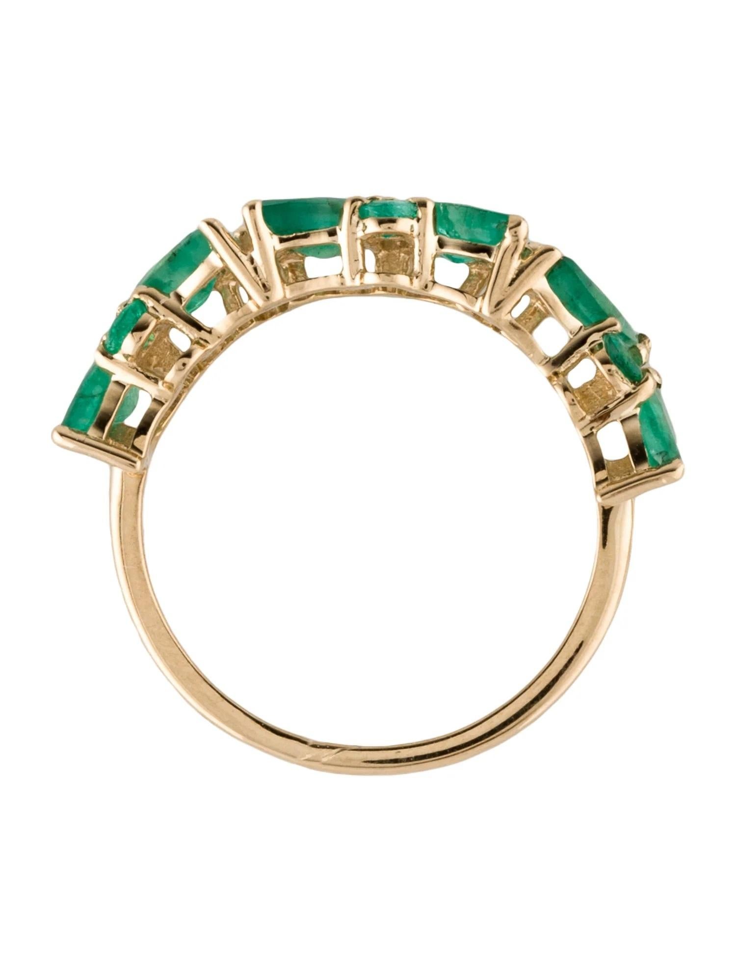 Bague à anneau en or jaune 14 carats avec émeraude 1,52 ctw, taille 6,75  Émeraude ronde Neuf - En vente à Holtsville, NY