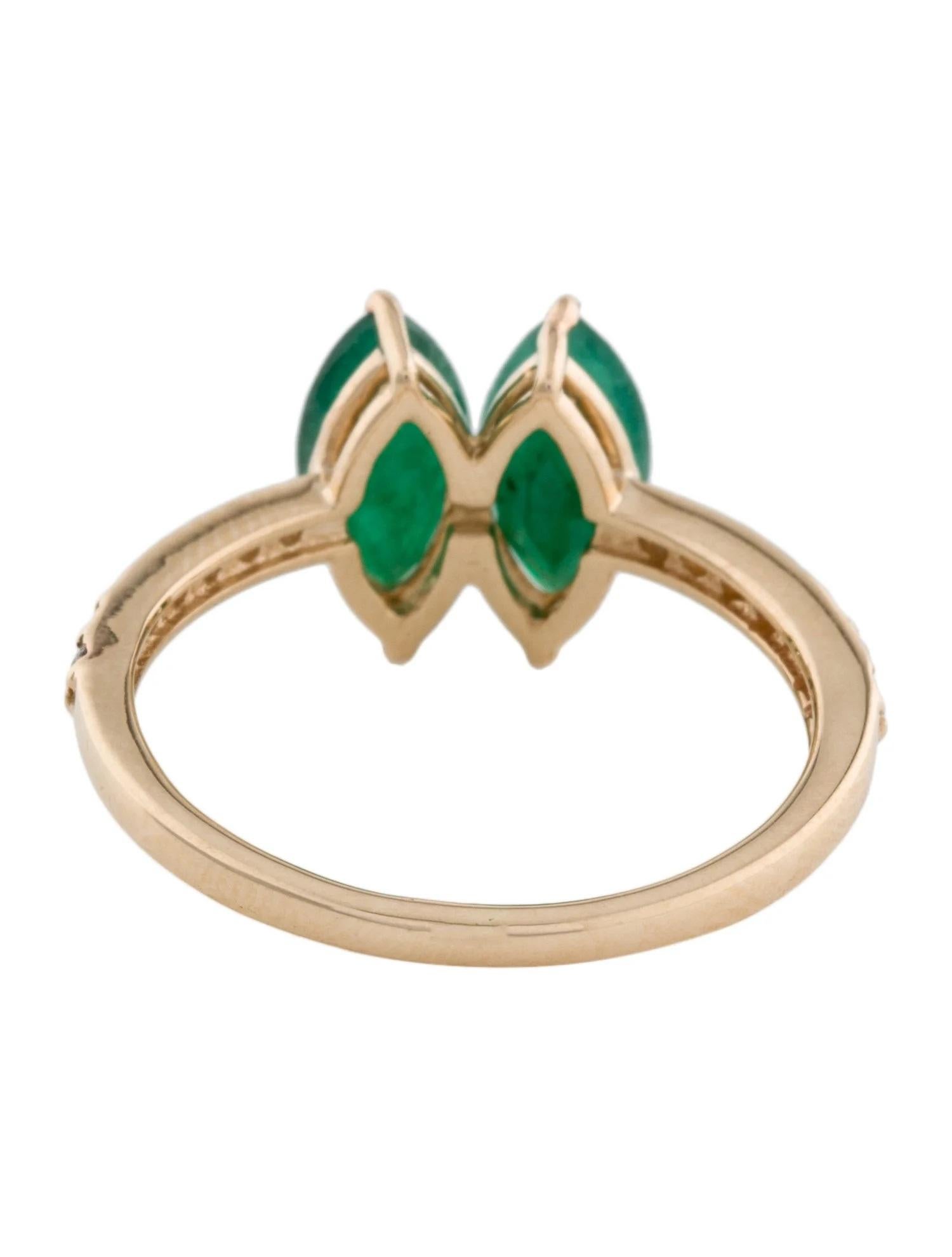 Taille émeraude Bague cocktail en or jaune 14 carats avec émeraude et diamants 1,52 carat, taille 6,5 en vente