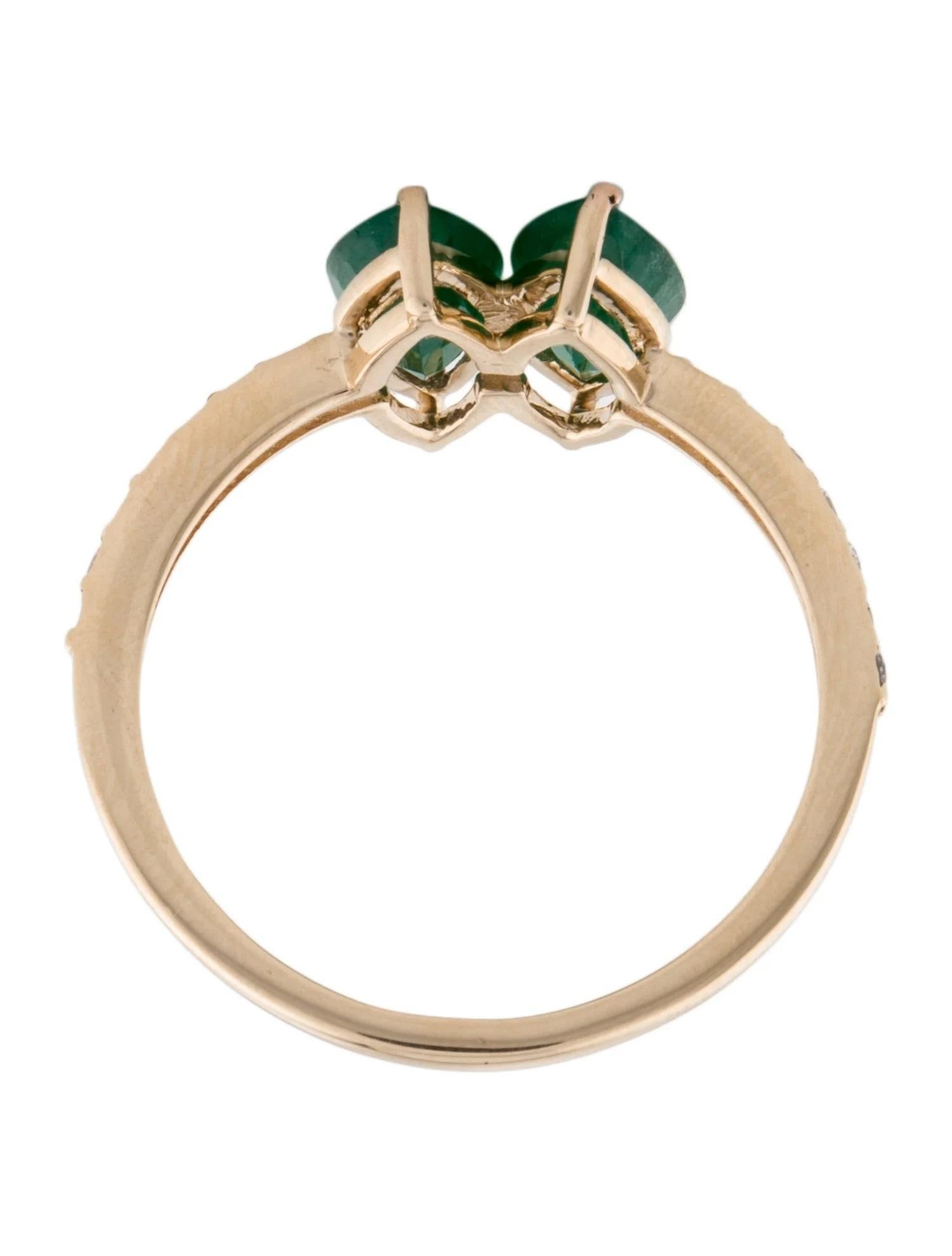 Bague cocktail en or jaune 14 carats avec émeraude et diamants 1,52 carat, taille 6,5 Neuf - En vente à Holtsville, NY