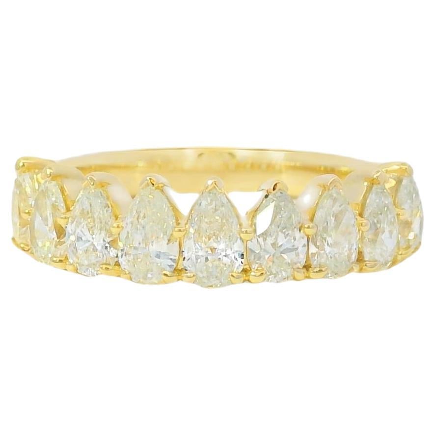 14k Yellow Gold 1.52ctw Natural Pear Cut Diamond 9 Stone Ring For Sale