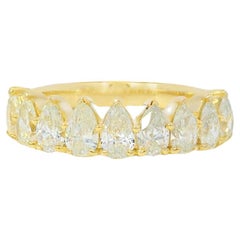 14k Yellow Gold 1.52ctw Natural Pear Cut Diamond 9 Stone Ring