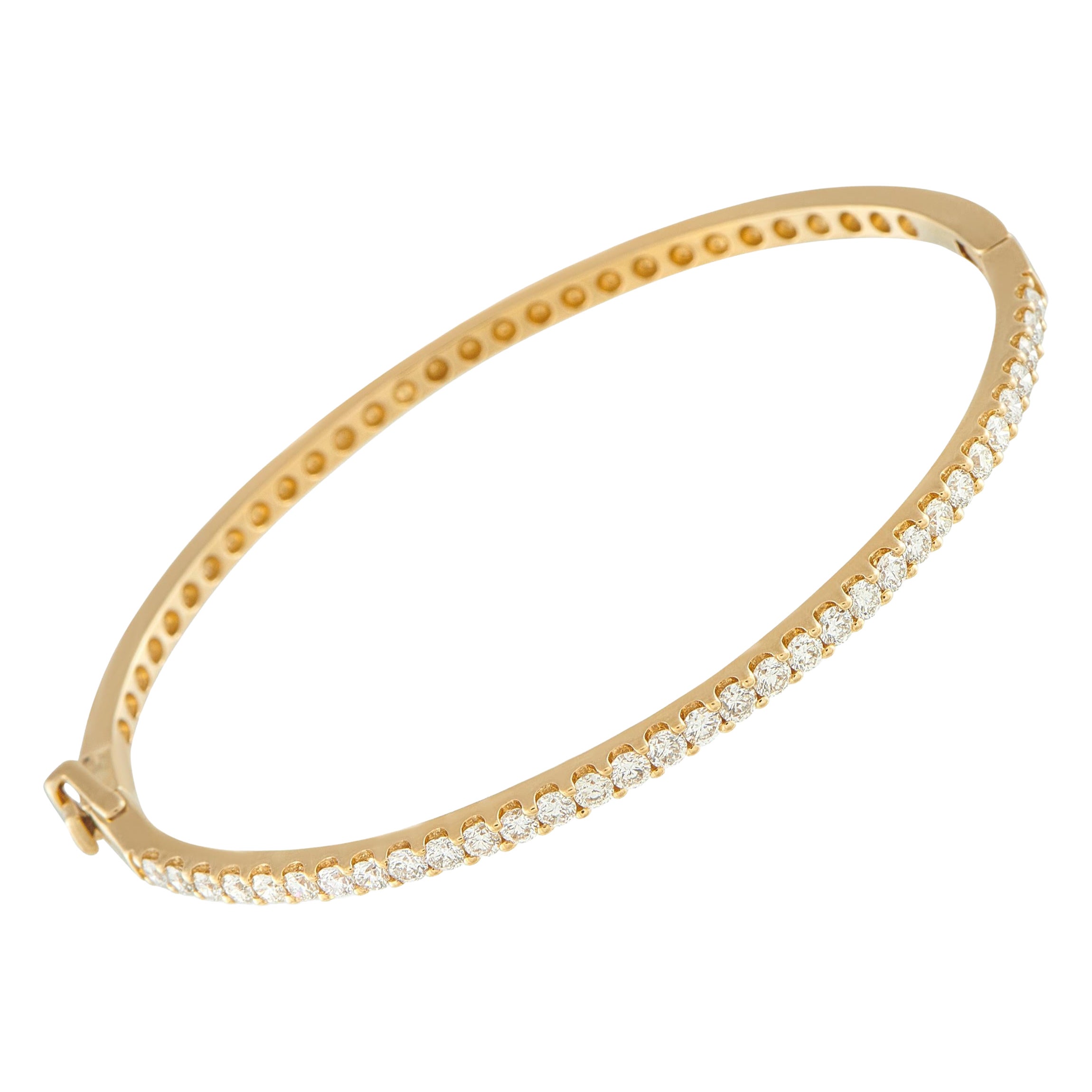 14K Yellow Gold 1.53ct Diamond Bangle Bracelet MF10-111325