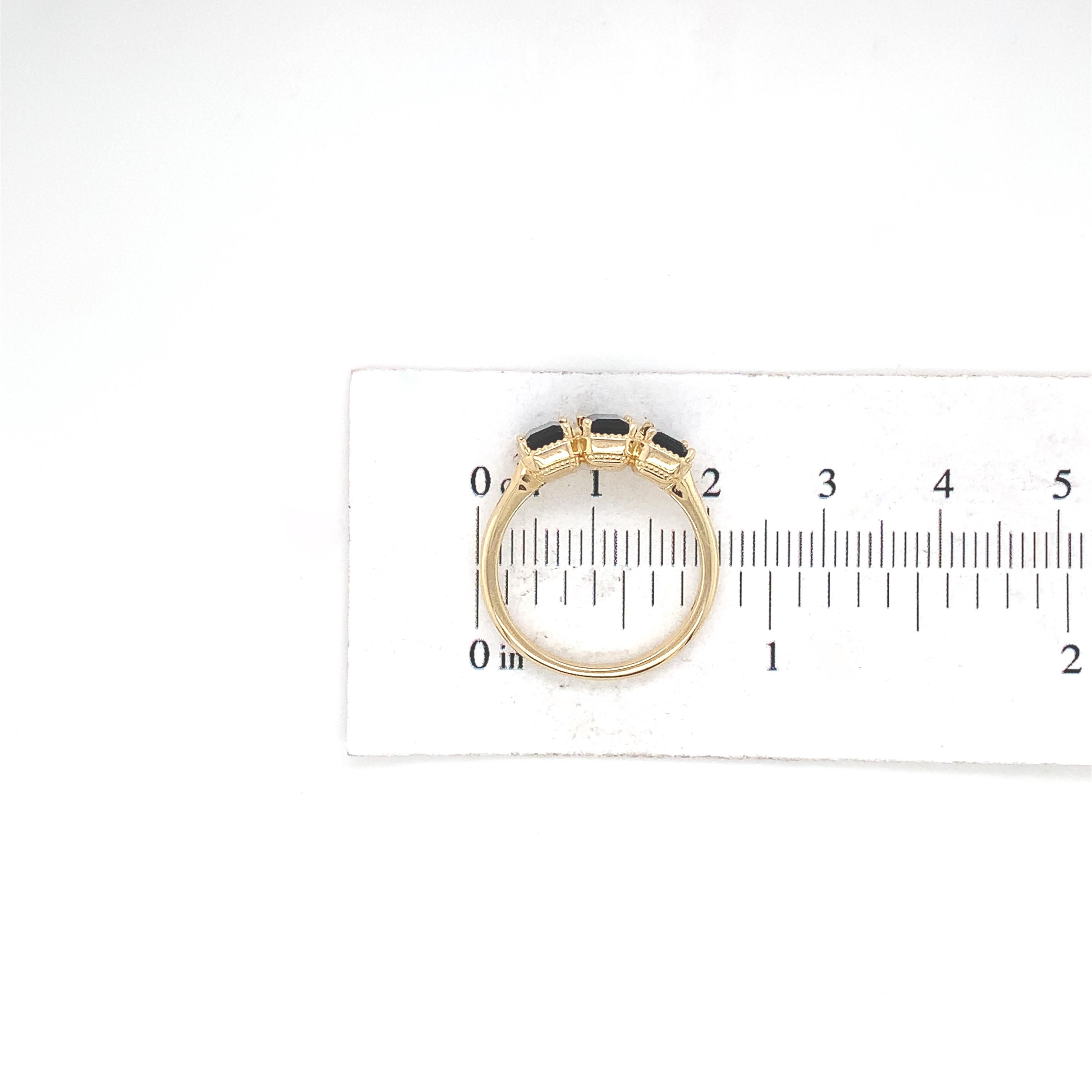 14K Yellow Gold 1.53ct Tourmaline 3-Stone Ring For Sale 4