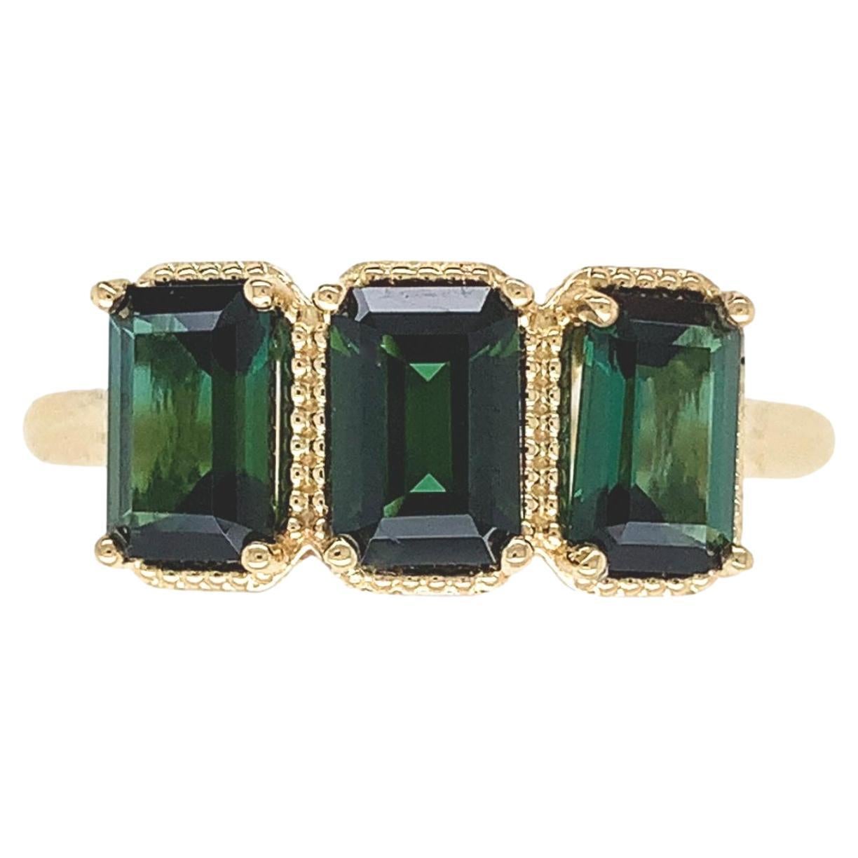 14K Yellow Gold 1.53ct Tourmaline 3-Stone Ring