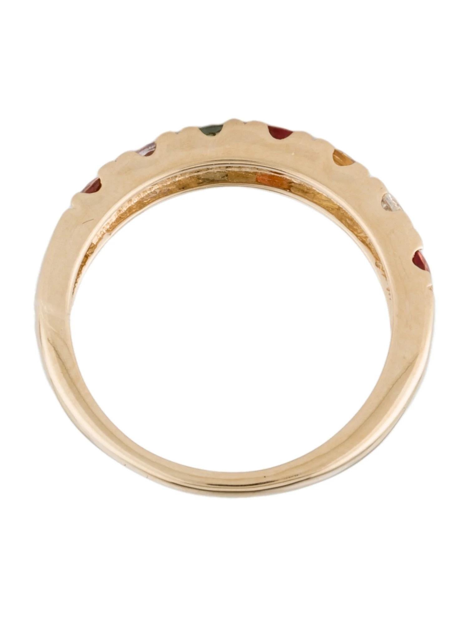 14K Yellow Gold 1.53ctw Multi-Color Sapphire Half Eternity Band, Size 6.75 In New Condition For Sale In Holtsville, NY
