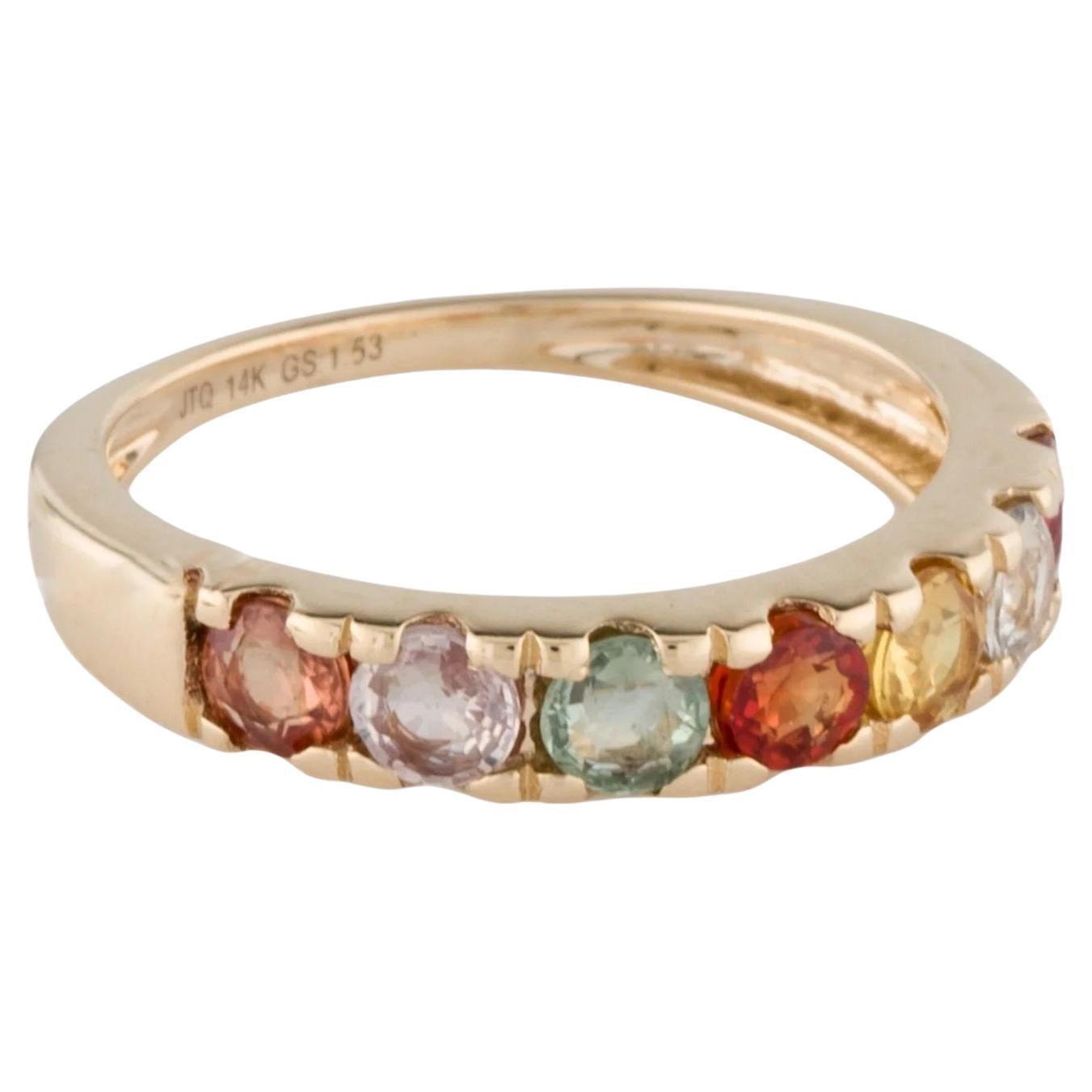 14K Yellow Gold 1.53ctw Multi-Color Sapphire Half Eternity Band, Size 6.75