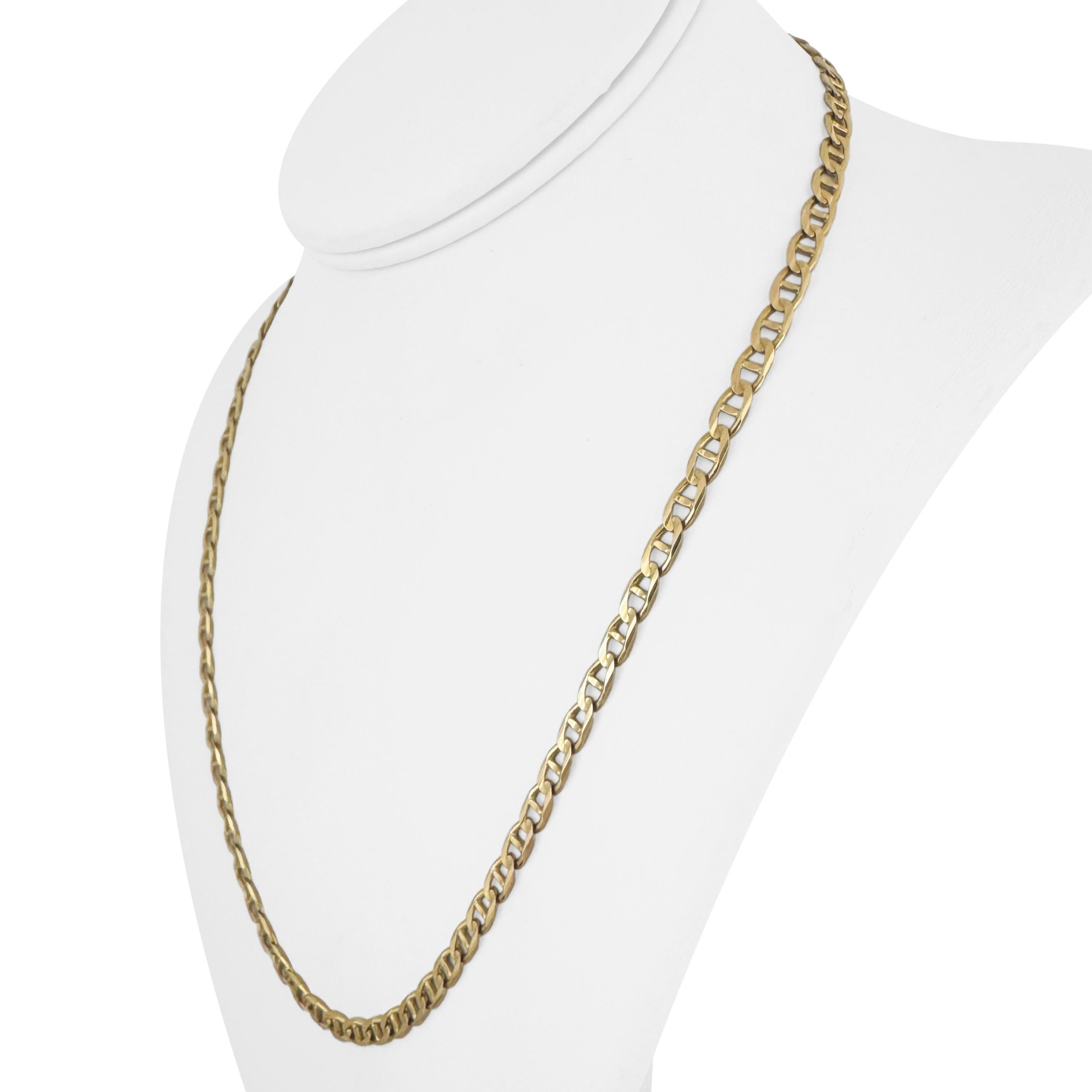 14k Yellow Gold 15.4g Semi Solid 4.5mm Mariner Link Chain Necklace Italy 20