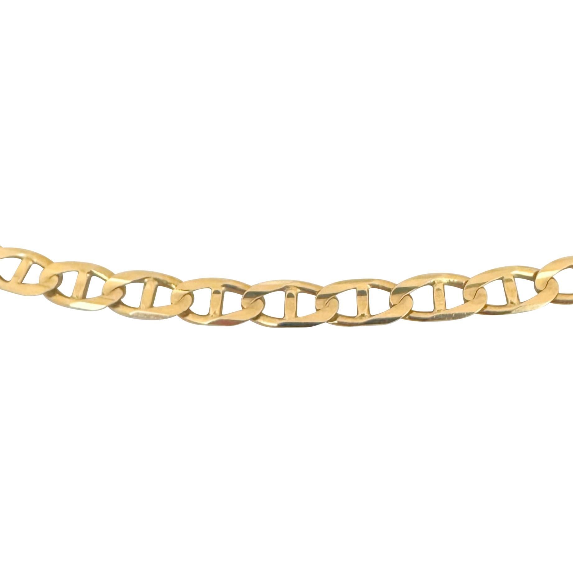 Women's 14k Yellow Gold 15.4g Semi Solid 4.5mm Mariner Link Chain Necklace Italy 20