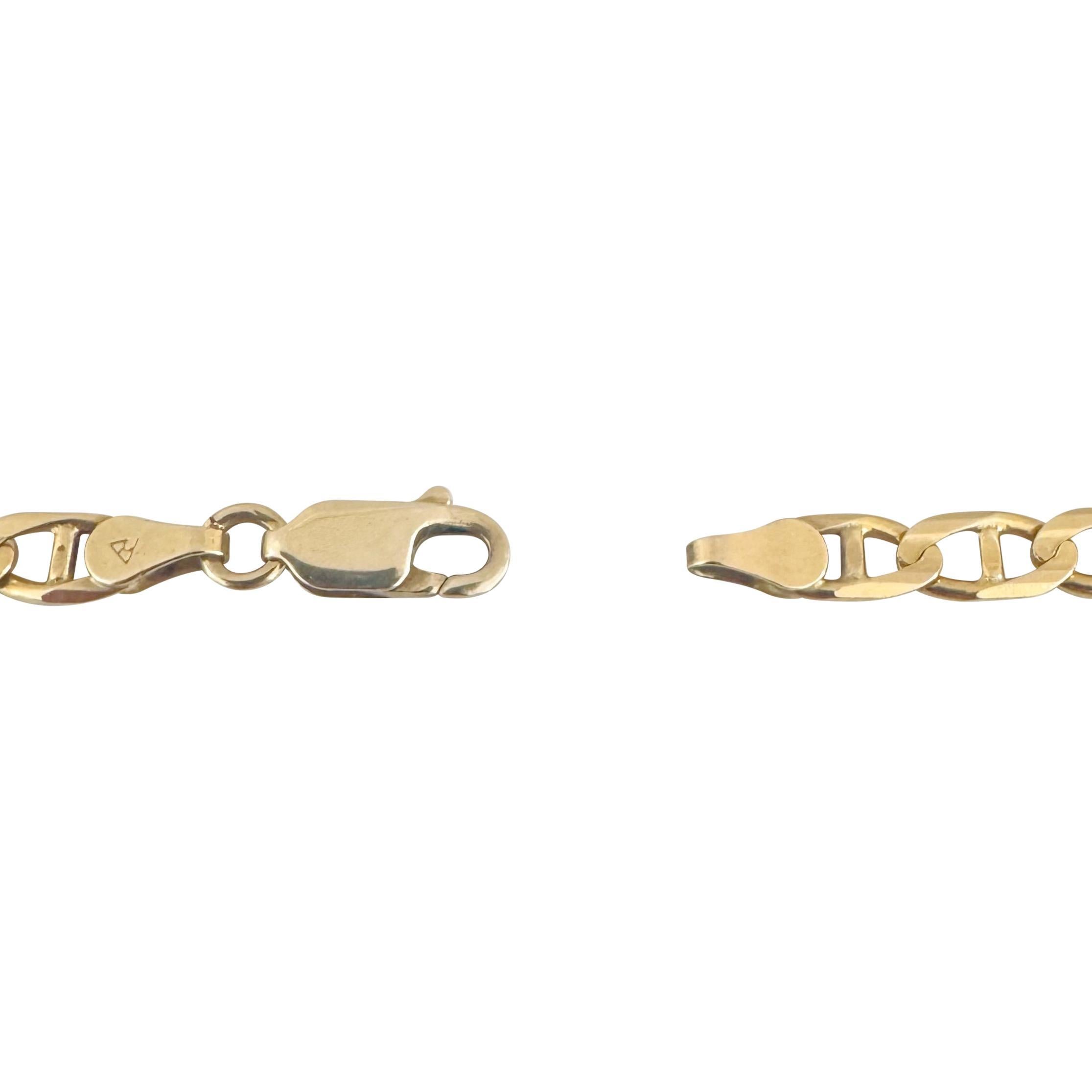 14k Yellow Gold 15.4g Semi Solid 4.5mm Mariner Link Chain Necklace Italy 20