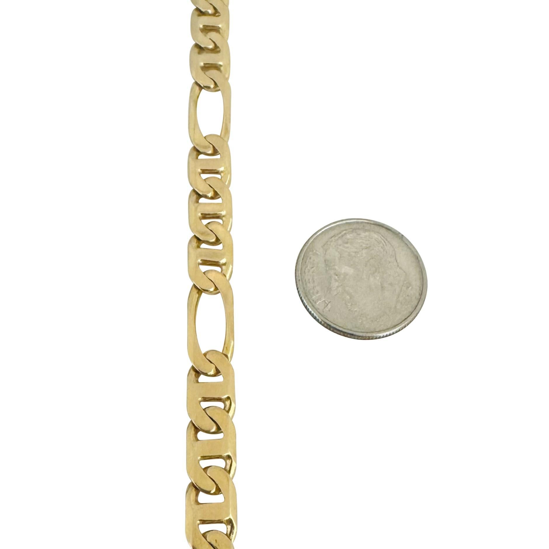 14k Yellow Gold 15.4g Solid Men's 6mm Figarucci Link Bracelet Italy 9