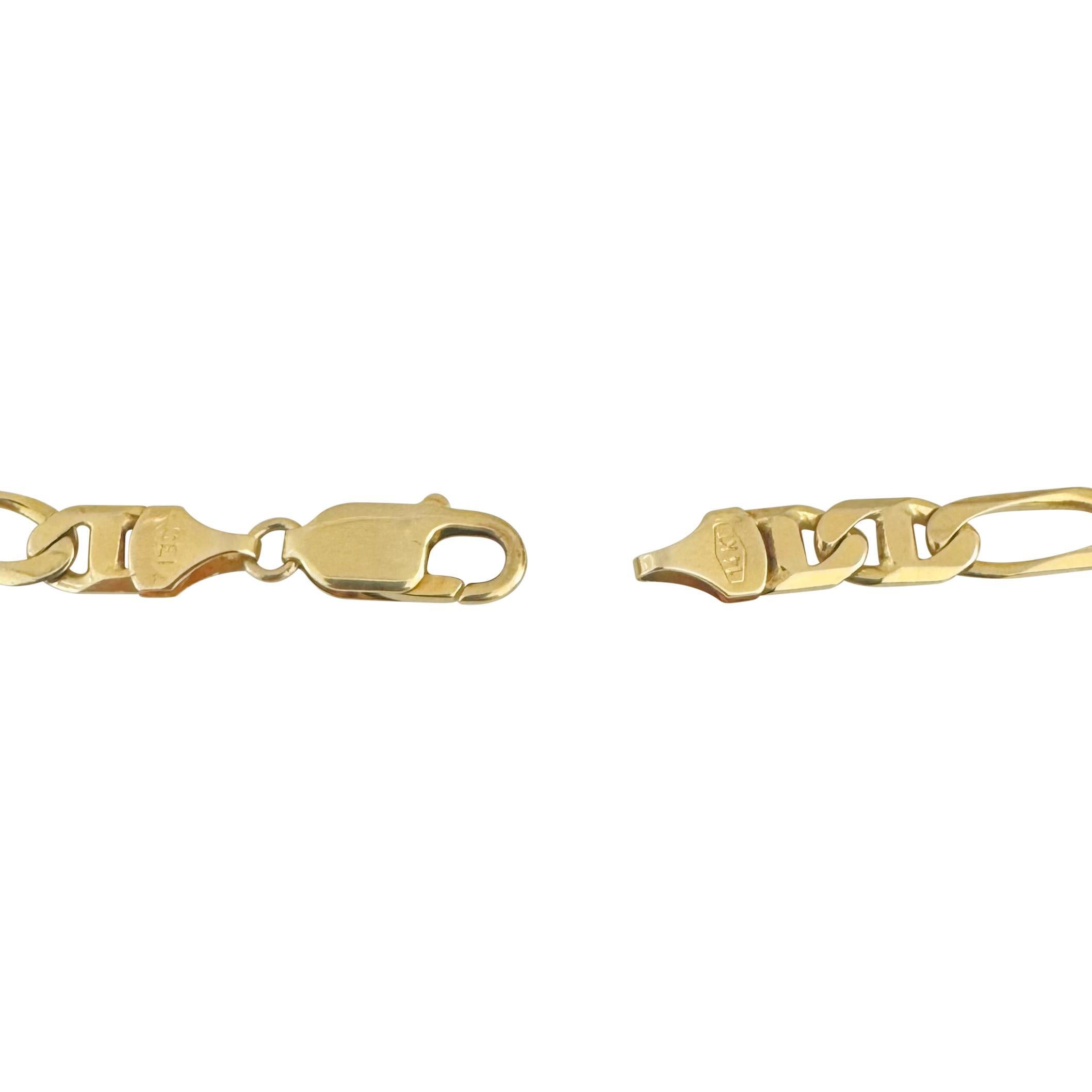 14k Yellow Gold 15.4g Solid Men's 6mm Figarucci Link Bracelet Italy 9