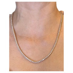 14k Gelbgold 15,5 Karat Gesamt Diamant-Tennis-Halskette