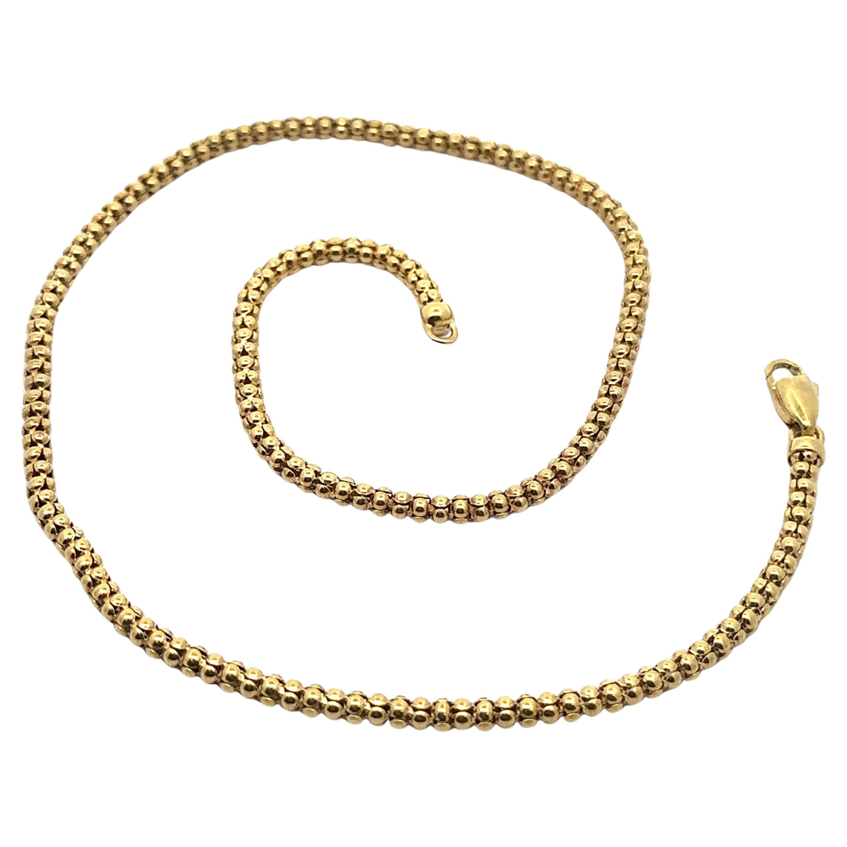14k Yellow Gold 15.5" Fancy Rounded Popcorn Link Chocker Necklace