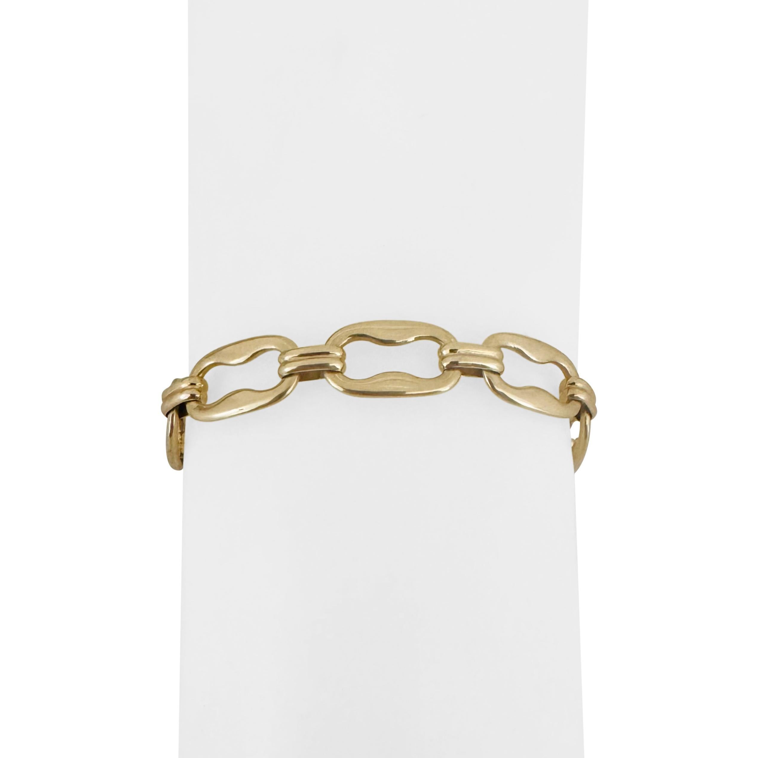 14k Yellow Gold 15.6g Solid Ladies 9mm Fancy Oval Link Bracelet 7