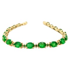 14K Yellow Gold 15.70 Carat Natural Zambian Emerald Star Design Bracelet 7.5Inch