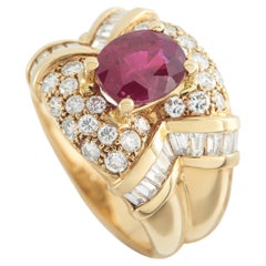 Anillo de oro amarillo de 14 quilates con diamante y rubí de 1,57 ct MF40-051526