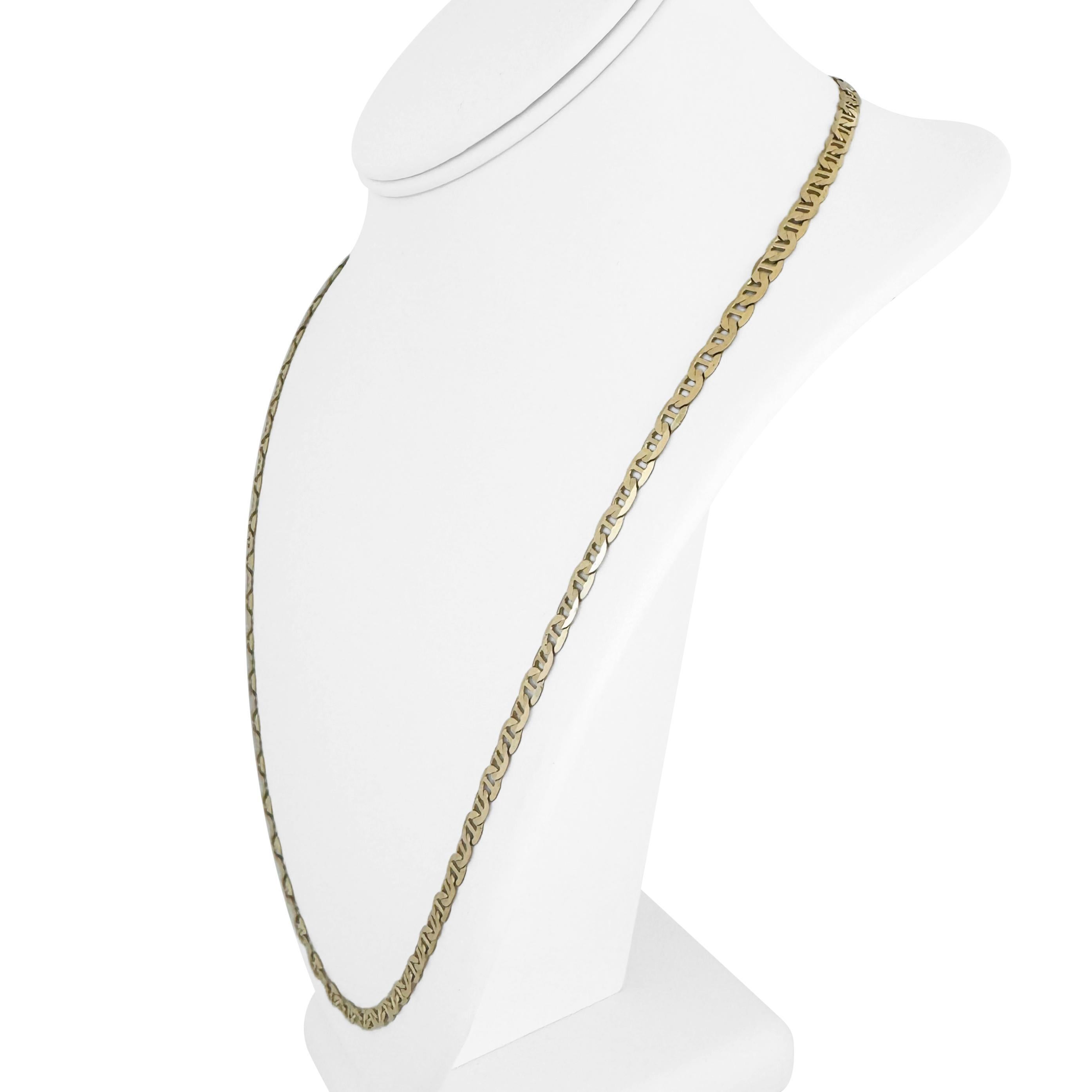 14k Yellow Gold 15.7g Solid Flat 4.5mm Mariner Link Chain Necklace Italy 25