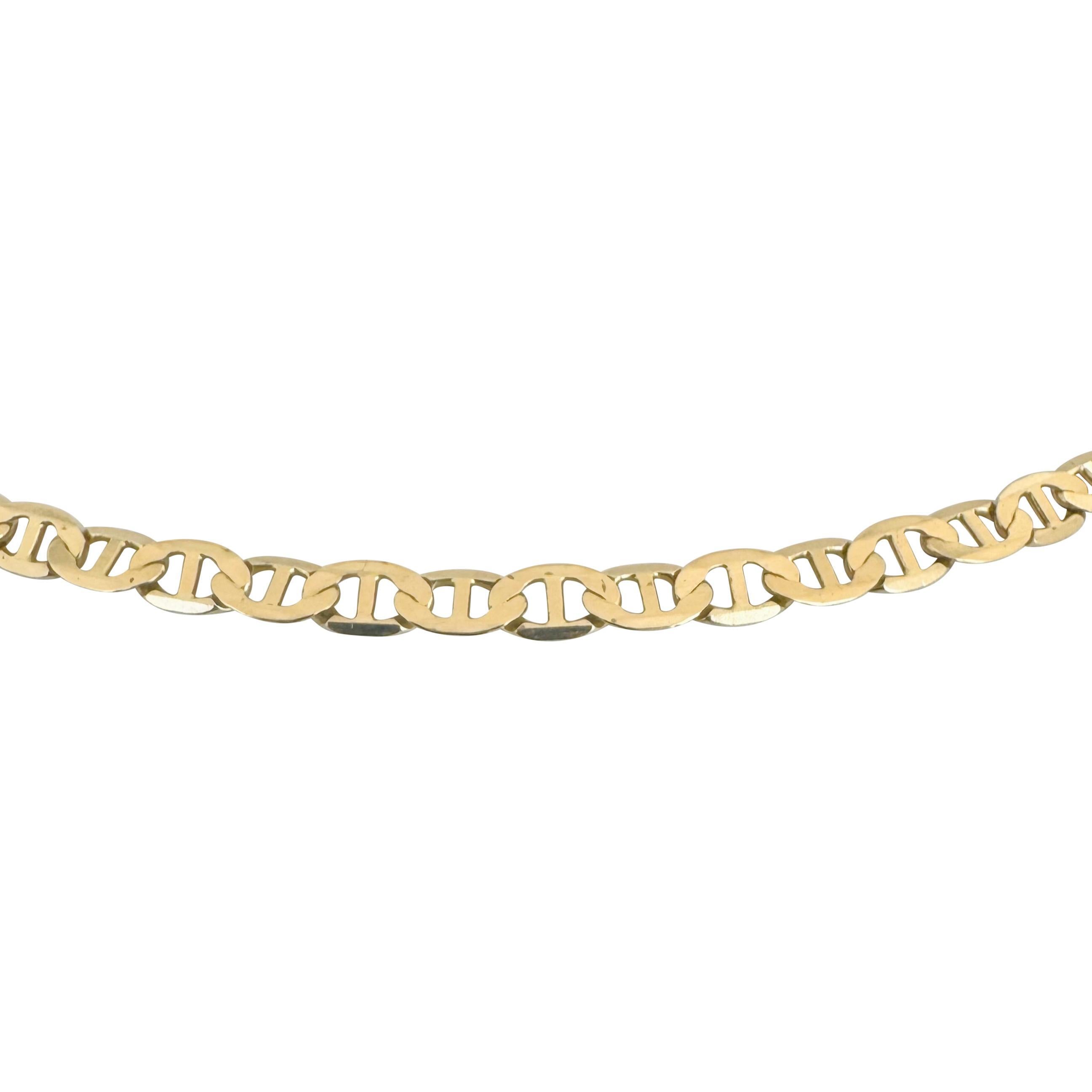 Women's 14k Yellow Gold 15.7g Solid Flat 4.5mm Mariner Link Chain Necklace Italy 25