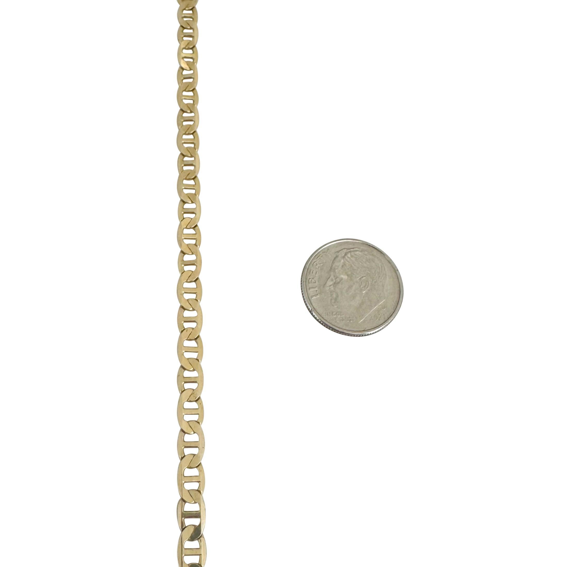 14k Yellow Gold 15.7g Solid Flat 4.5mm Mariner Link Chain Necklace Italy 25