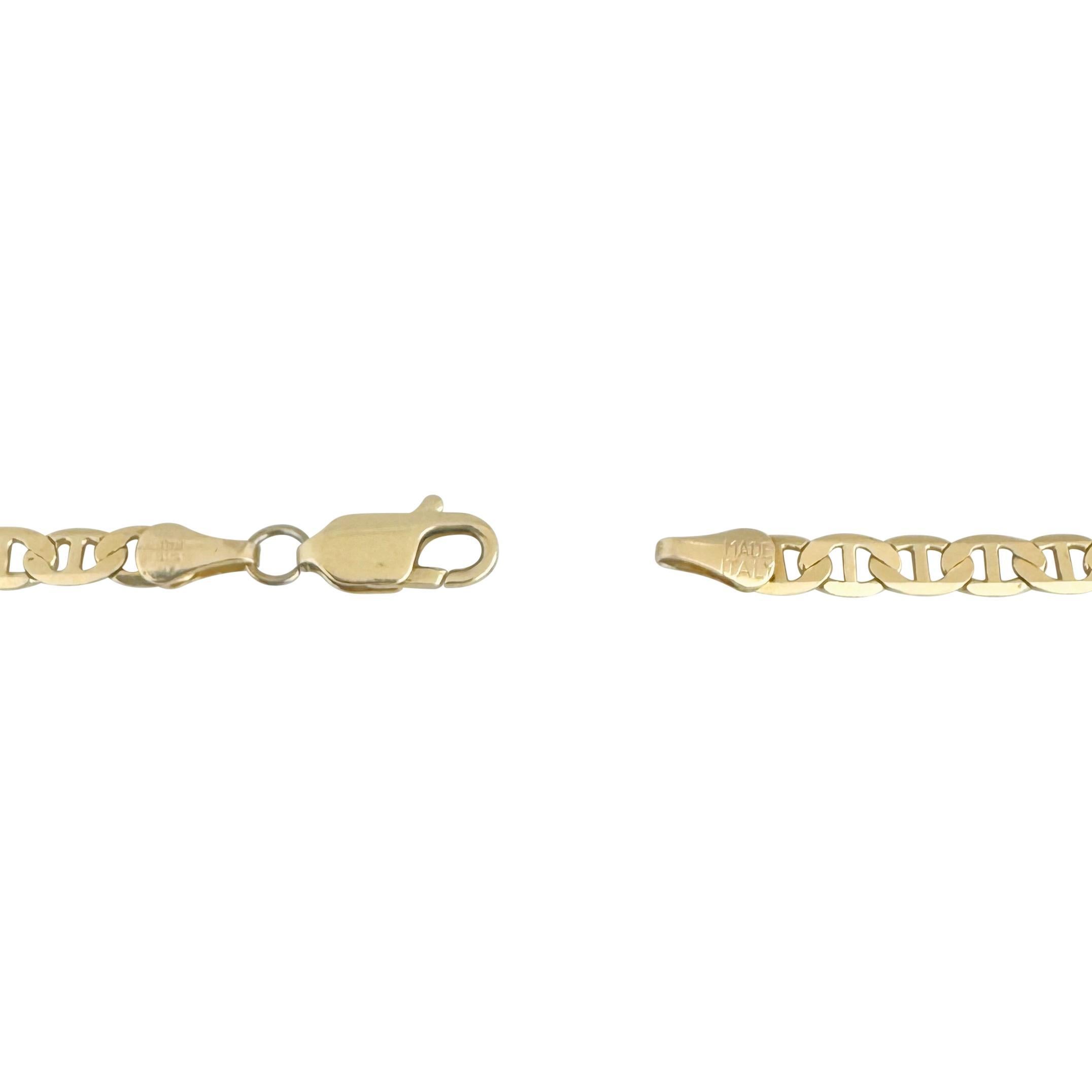 14k Yellow Gold 15.7g Solid Flat 4.5mm Mariner Link Chain Necklace Italy 25