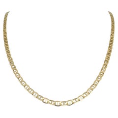 14k Yellow Gold 15.7g Solid Flat 4.5mm Mariner Link Chain Necklace Italy 25"