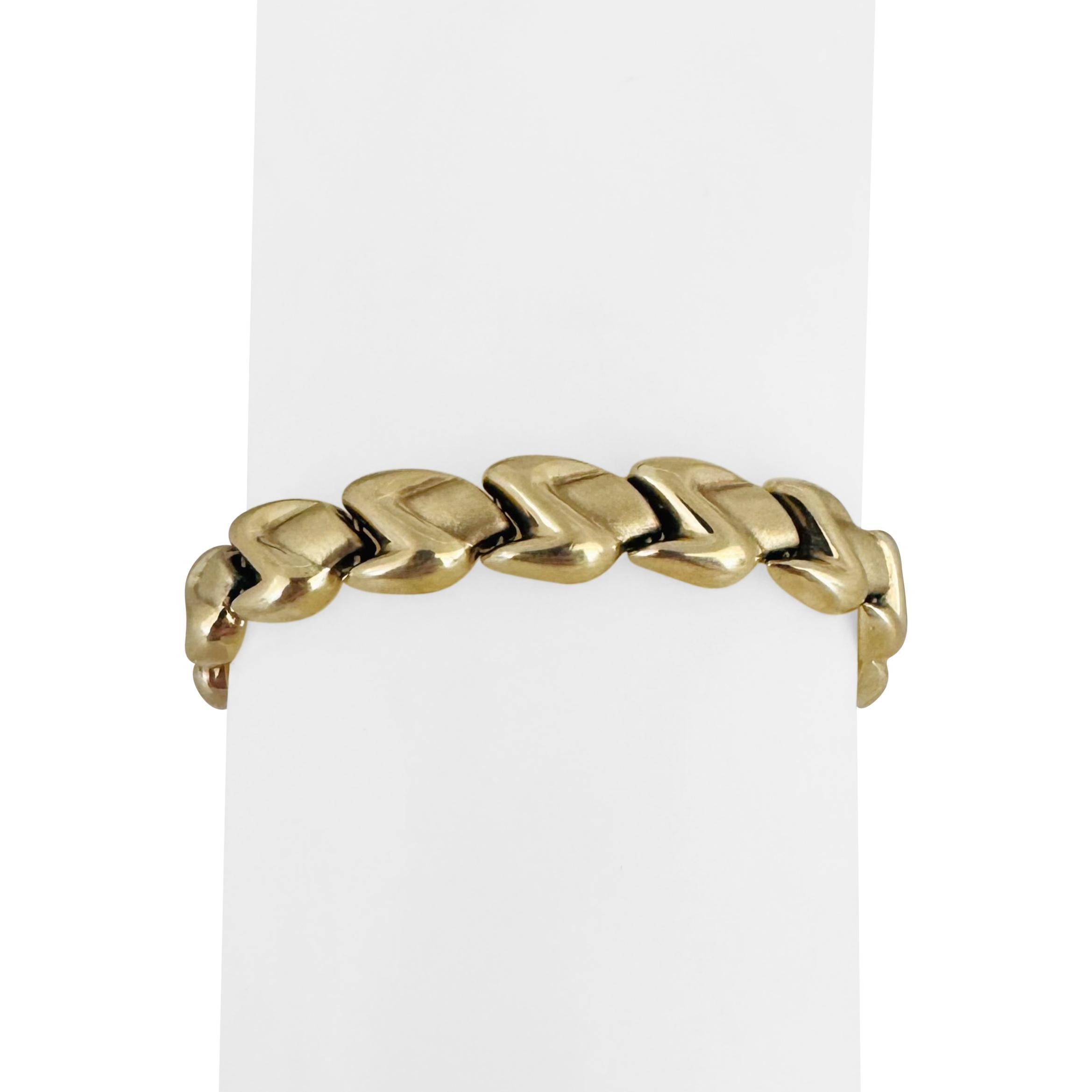 14k Gelbgold 15,7g Vintage Damen 8mm Ausgefallenes Gliederarmband Italien 7