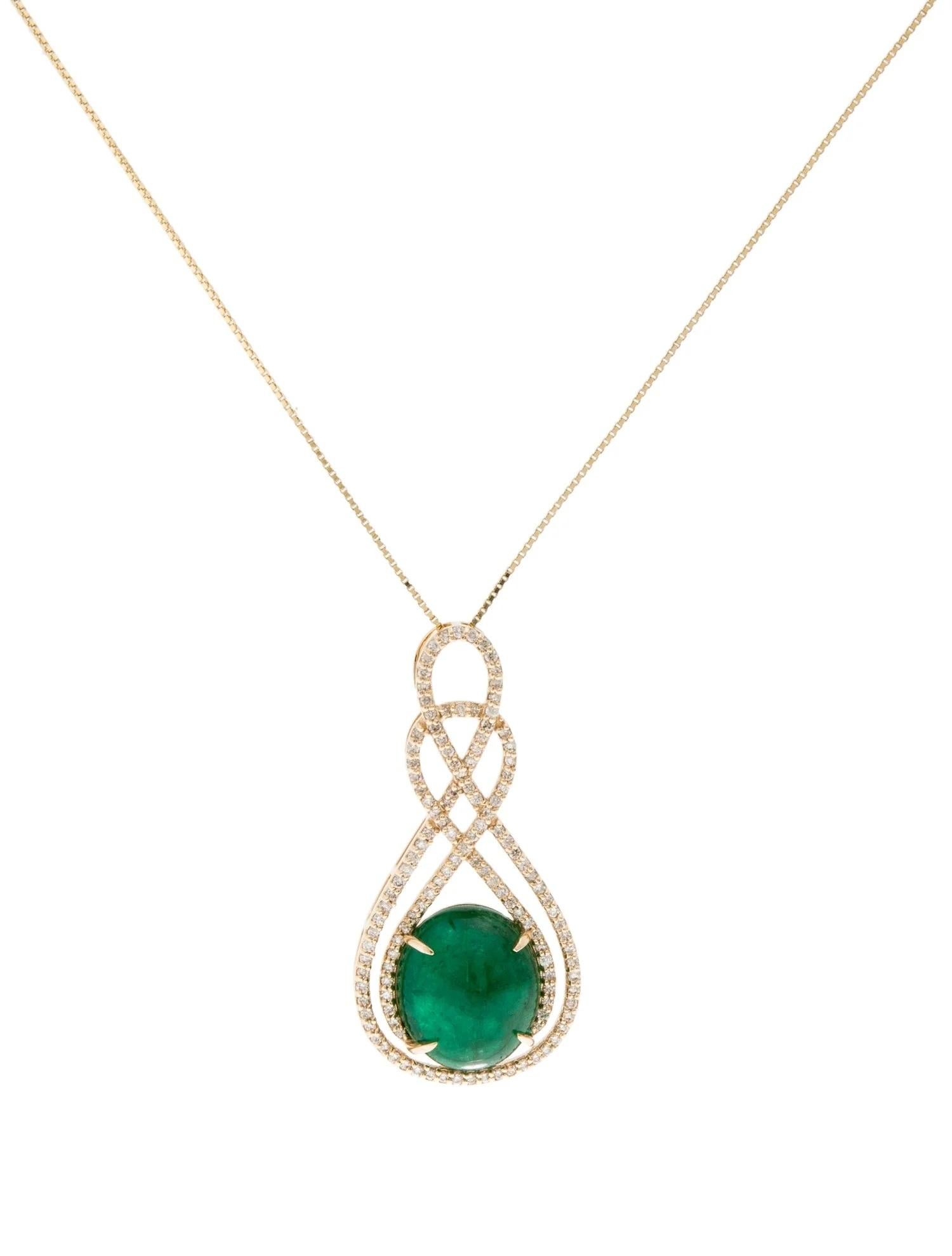 Taille émeraude Collier pendentif en or jaune 14 carats avec émeraudes et diamants 15,92 carats en vente