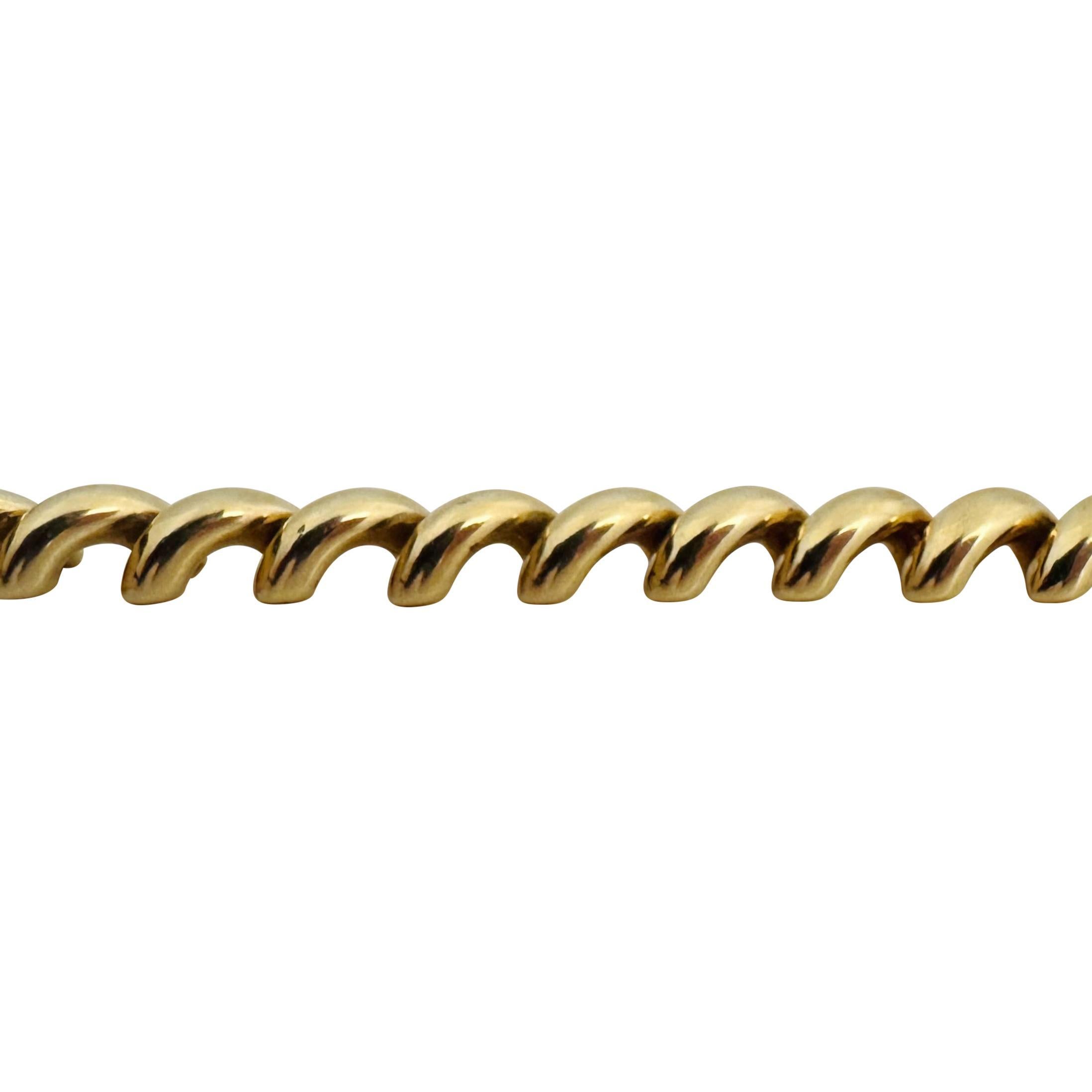 14k Gelbgold 15,9g Damen poliertes 7,5mm San Marco Gliederarmband Italien 7